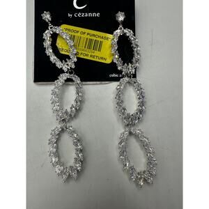 Cezanne linear drop clear rhinestone earrings - ideal for sensitive skin NWT